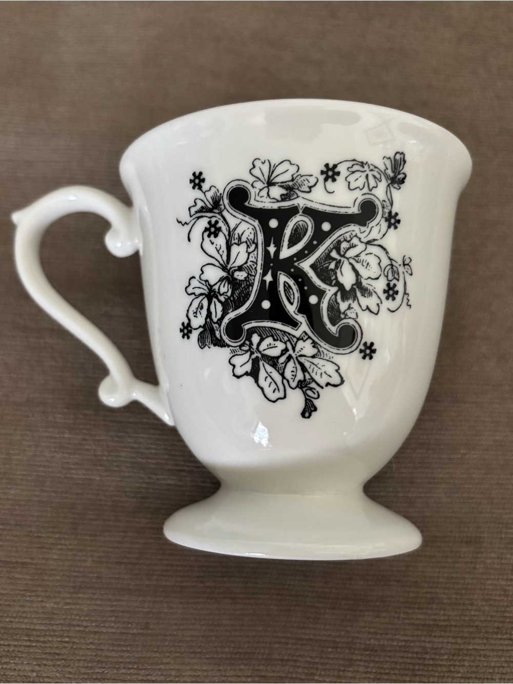 Vintage Anthropologie Monogram K initial tea cup coffee mug